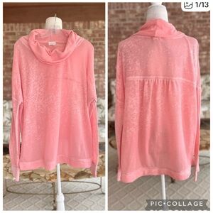 Caslon Tunic Top Pink Cowl Neck Semi Sheer Relaxed Dolman Sleeve Knit S Relaxed